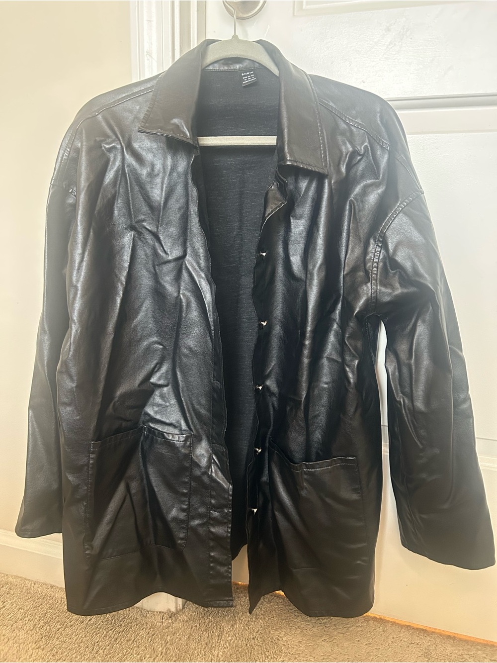 Classic Black Leather Jacket  (SHEIN)